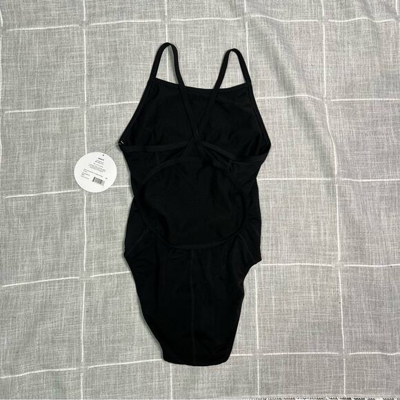 Sporti Size 34 Black HydroLast Solid Thin Strap One Piece Swimsuit NEW - Picture 4 of 10